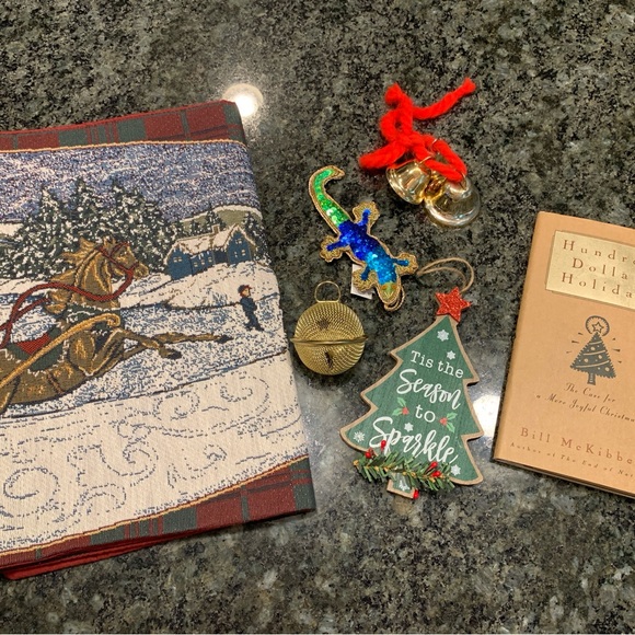 🎄Bundle of Christmas Items Includes Table Runner, Book, Ornaments, Jingle Bells - Picture 1 of 8